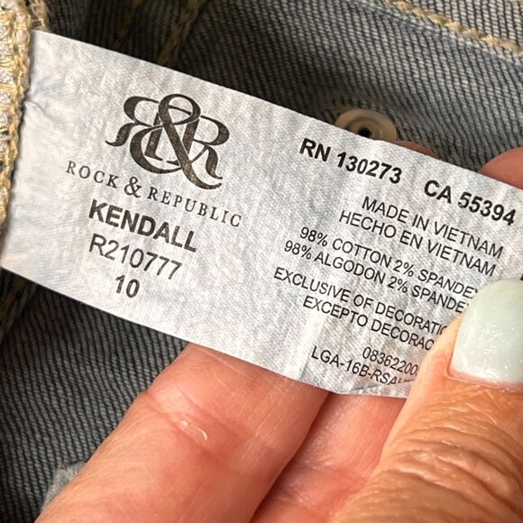 Rock & Republic Kendall Mid-Rise Jeans 10 Straight Leg Denim Button Flap Pockets - Picture 5 of 15